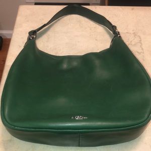 Coach Single Strap Snap Top Nomad Hobo Handbag Green Leather Shoulder Purse Tote